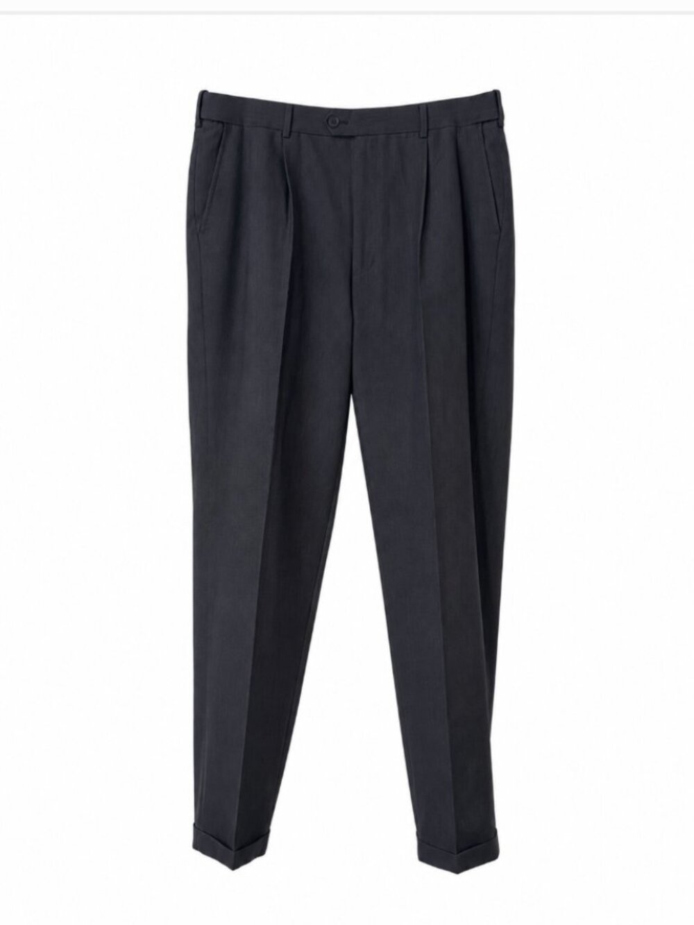 Savane Men’s Comfort Waist Dress Pants Pleated Cuffed - Charcoal Gray - 36Wx32L